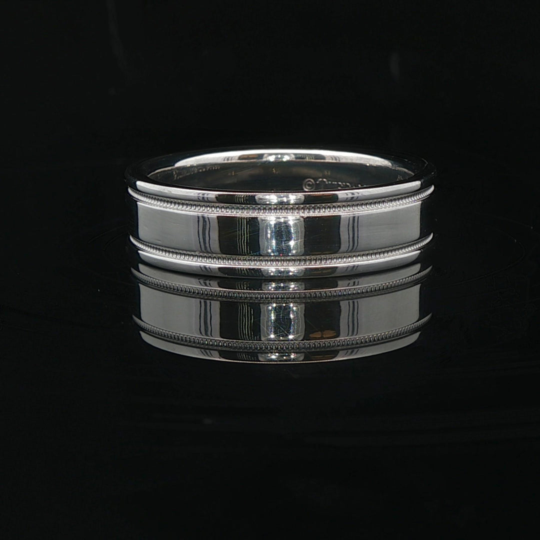 Tiffany & Co. Together Milgrain 14.5g Platinum 6mm Men's Band Ring Size 9.5