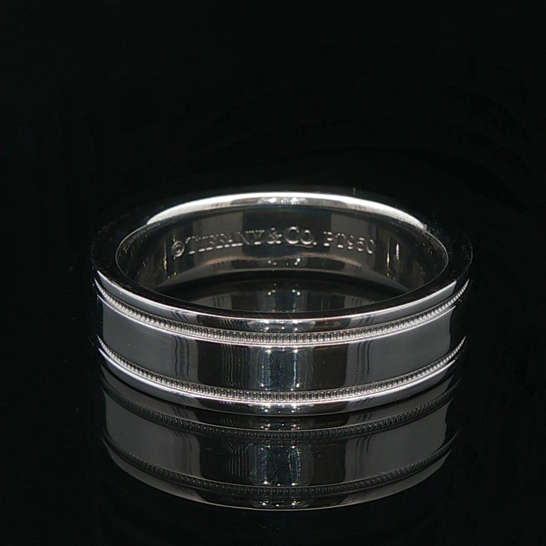 Tiffany & Co. Together Milgrain 14.5g Platinum 6mm Men's Band Ring Size 9.5
