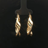 18k Yellow Gold 4.6g Hollow Light Polished Twist Hoop Earrings Italy 1.4"