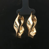18k Yellow Gold 4.6g Hollow Light Polished Twist Hoop Earrings Italy 1.4"