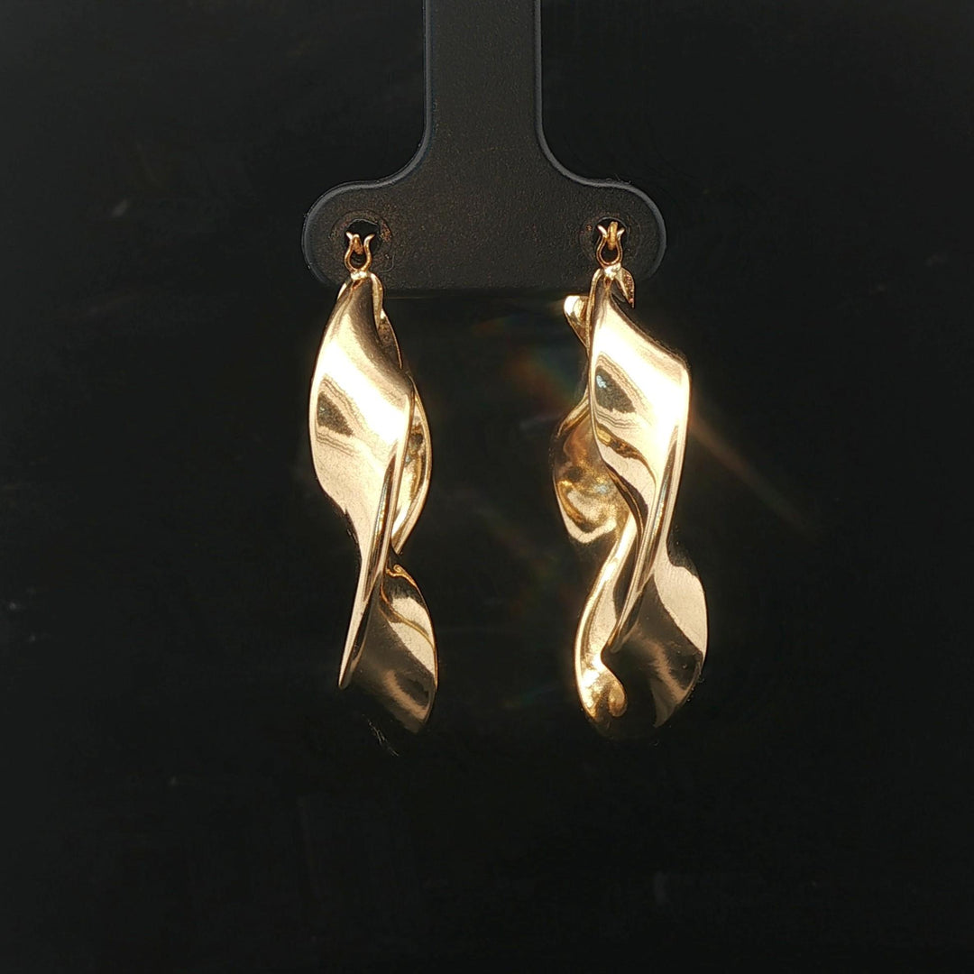 18k Yellow Gold 4.6g Hollow Light Polished Twist Hoop Earrings Italy 1.4"