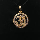 22k Yellow and White Gold Diamond Cut Om Pendant 1.4"