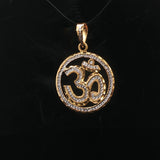22k Yellow and White Gold Diamond Cut Om Pendant 1.4"
