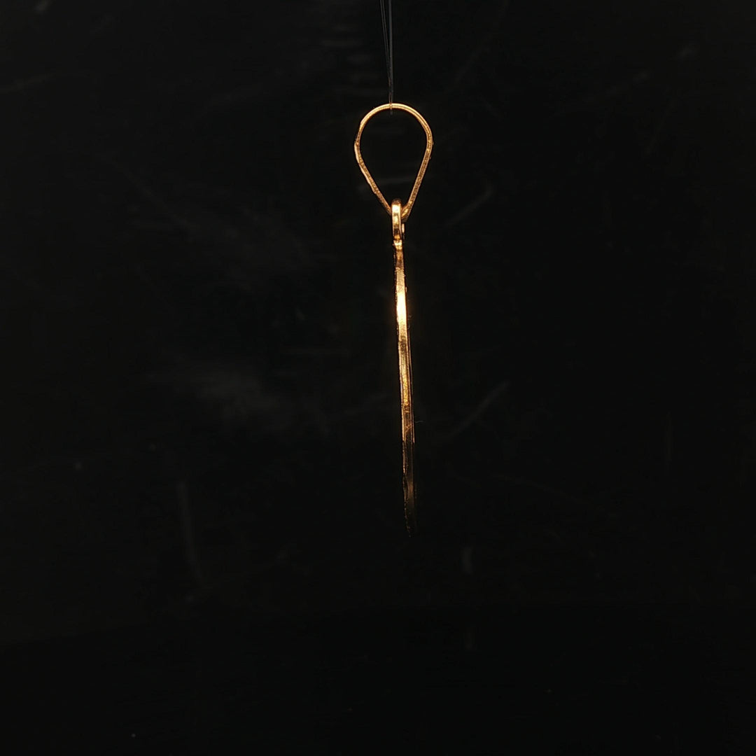 22k Yellow and White Gold Diamond Cut Om Pendant 1.4"