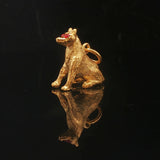 24k Pure Yellow Gold and Red Glass 5.9g Solid Heavy Dog Charm