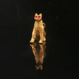 24k Pure Yellow Gold and Red Glass 5.9g Solid Heavy Dog Charm