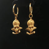 24k Pure Yellow Gold 6.6g Angel Tweety Bird Drop Dangle Earrings 1.3"