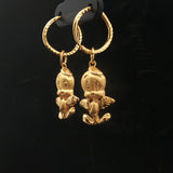 24k Pure Yellow Gold 6.6g Angel Tweety Bird Drop Dangle Earrings 1.3"