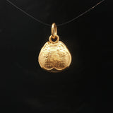 24k Pure Yellow Gold 2g Chinese Double Happiness Rattle Heart Charm