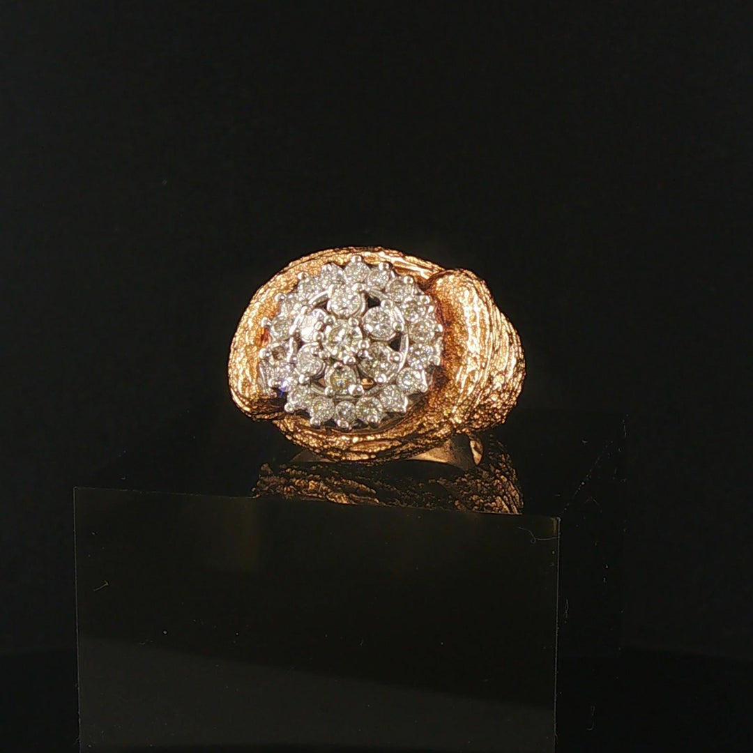 14k Yellow Gold and 1cttw Diamond 20g Heavy Vintage Fancy Ring Size 7.25