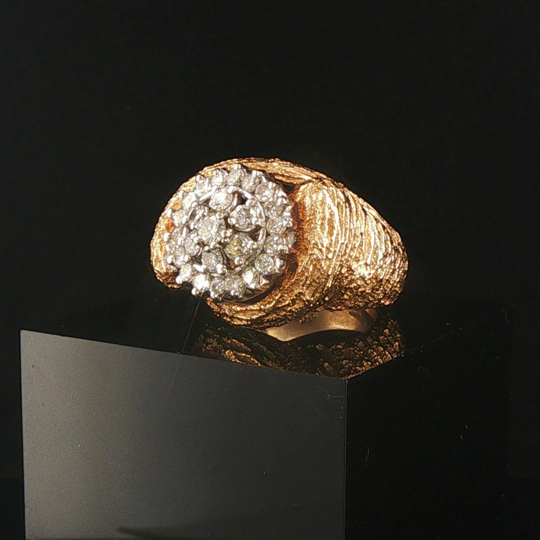 14k Yellow Gold and 1cttw Diamond 20g Heavy Vintage Fancy Ring Size 7.25