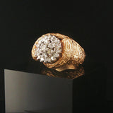 14k Yellow Gold and 1cttw Diamond 20g Heavy Vintage Fancy Ring Size 7.25