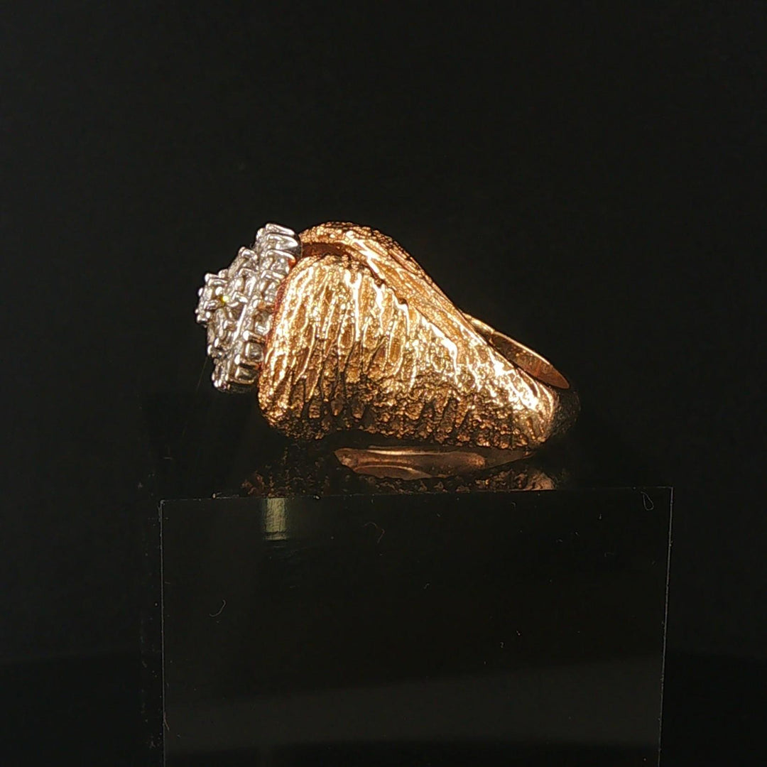 14k Yellow Gold and 1cttw Diamond 20g Heavy Vintage Fancy Ring Size 7.25