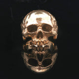 18k Yellow Gold 45.5g Solid Very Heavy Johnny Ten Rings Skull Ring Size 8.5