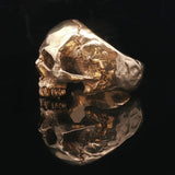 18k Yellow Gold 45.5g Solid Very Heavy Johnny Ten Rings Skull Ring Size 8.5