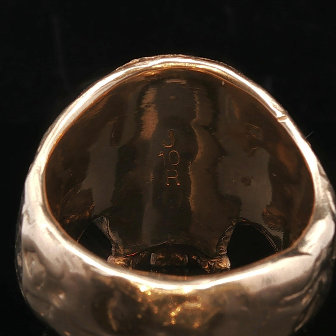 18k Yellow Gold 45.5g Solid Very Heavy Johnny Ten Rings Skull Ring Size 8.5