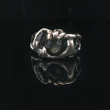 14k White Gold and Black Star Sapphire 15g Heavy Abstract Ring Size 8.5