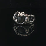 14k White Gold and Black Star Sapphire 15g Heavy Abstract Ring Size 8.5