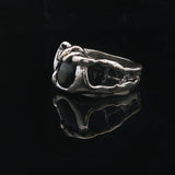 14k White Gold and Black Star Sapphire 15g Heavy Abstract Ring Size 8.5