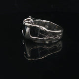 14k White Gold and Black Star Sapphire 15g Heavy Abstract Ring Size 8.5