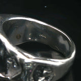 14k White Gold and Black Star Sapphire 15g Heavy Abstract Ring Size 8.5