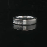 18k White Gold 6g Solid Half Hammed Concave 4mm Band Ring Size 6