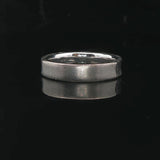 18k White Gold 6g Solid Half Hammed Concave 4mm Band Ring Size 6