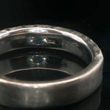 18k White Gold 6g Solid Half Hammed Concave 4mm Band Ring Size 6