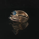 LeVian 14k Yellow Gold London Blue Topaz and Diamond Bypass Ring Size 7