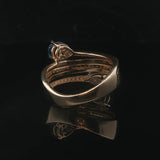 LeVian 14k Yellow Gold London Blue Topaz and Diamond Bypass Ring Size 7