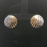 18k Yellow and White Gold 10.7g Vintage Swirl Button Stud Earrings Italy