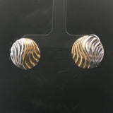 18k Yellow and White Gold 10.7g Vintage Swirl Button Stud Earrings Italy