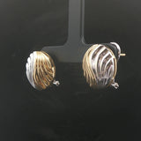 18k Yellow and White Gold 10.7g Vintage Swirl Button Stud Earrings Italy