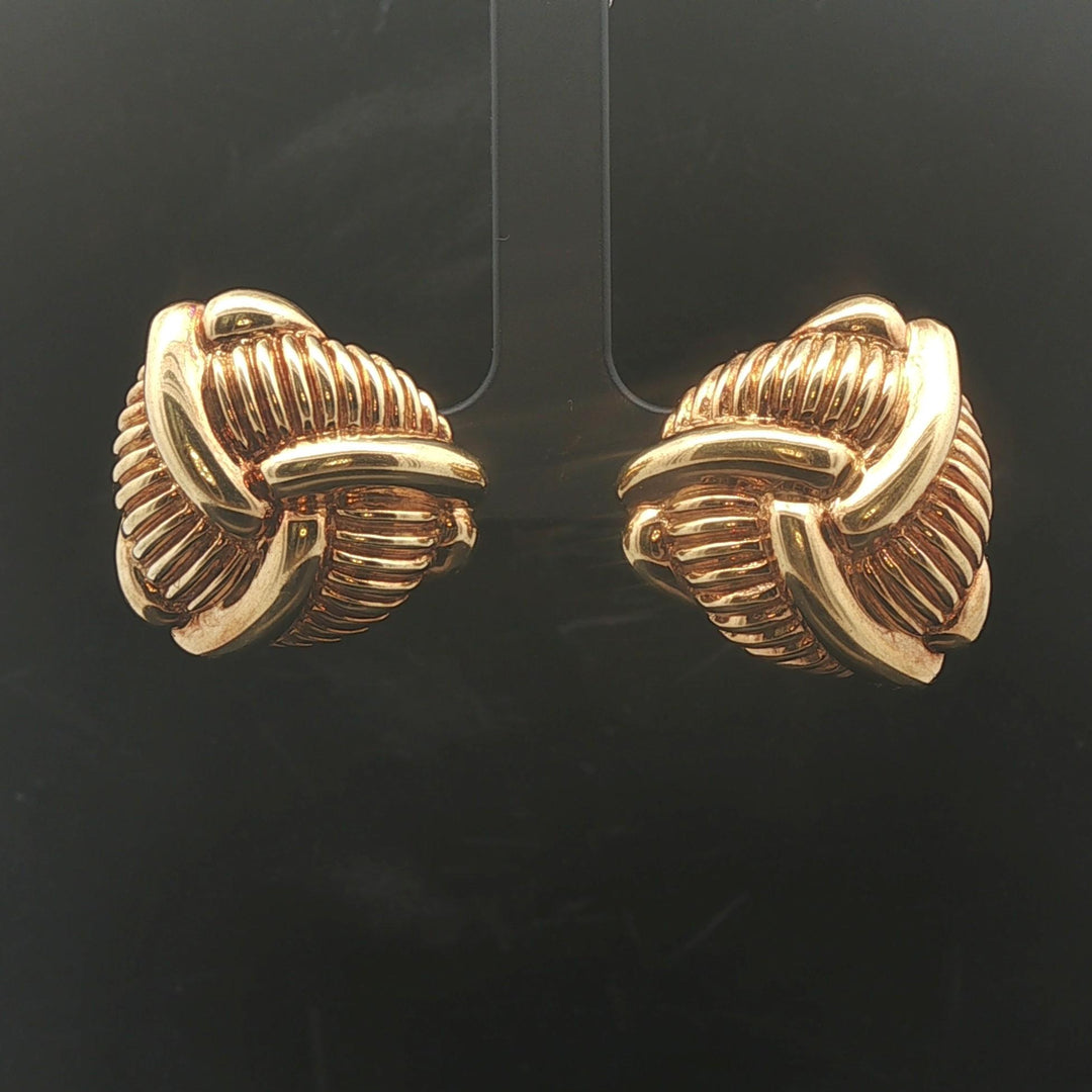 Chimento 18k Yellow Gold 9.7g Hollow Light Vintage Stud Earrings Italy