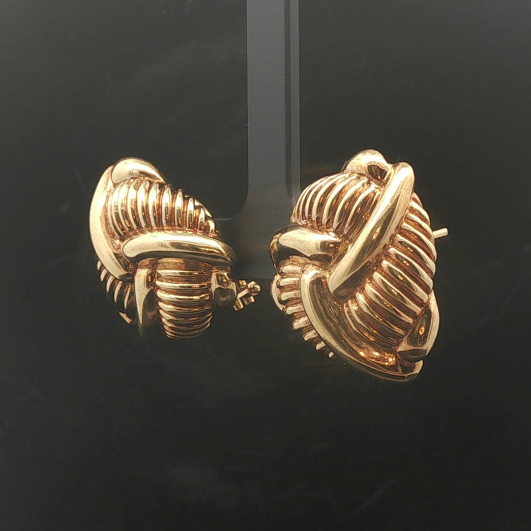 Chimento 18k Yellow Gold 9.7g Hollow Light Vintage Stud Earrings Italy