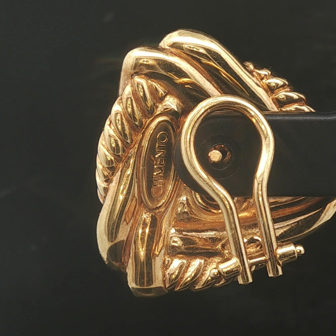 Chimento 18k Yellow Gold 9.7g Hollow Light Vintage Stud Earrings Italy