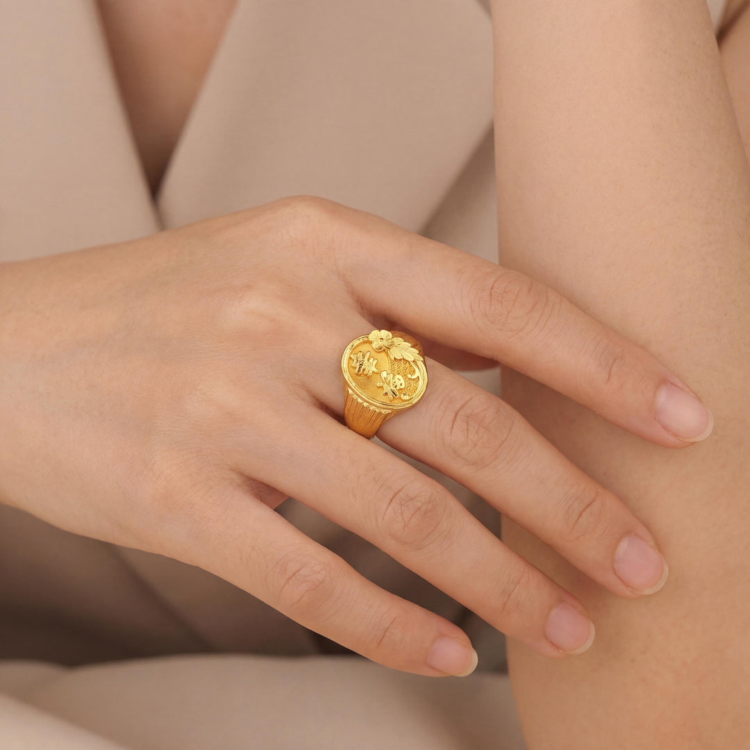 24k Pure Yellow Gold 4.2g Solid Asian Good Fortune Wrap Band Ring Size 5