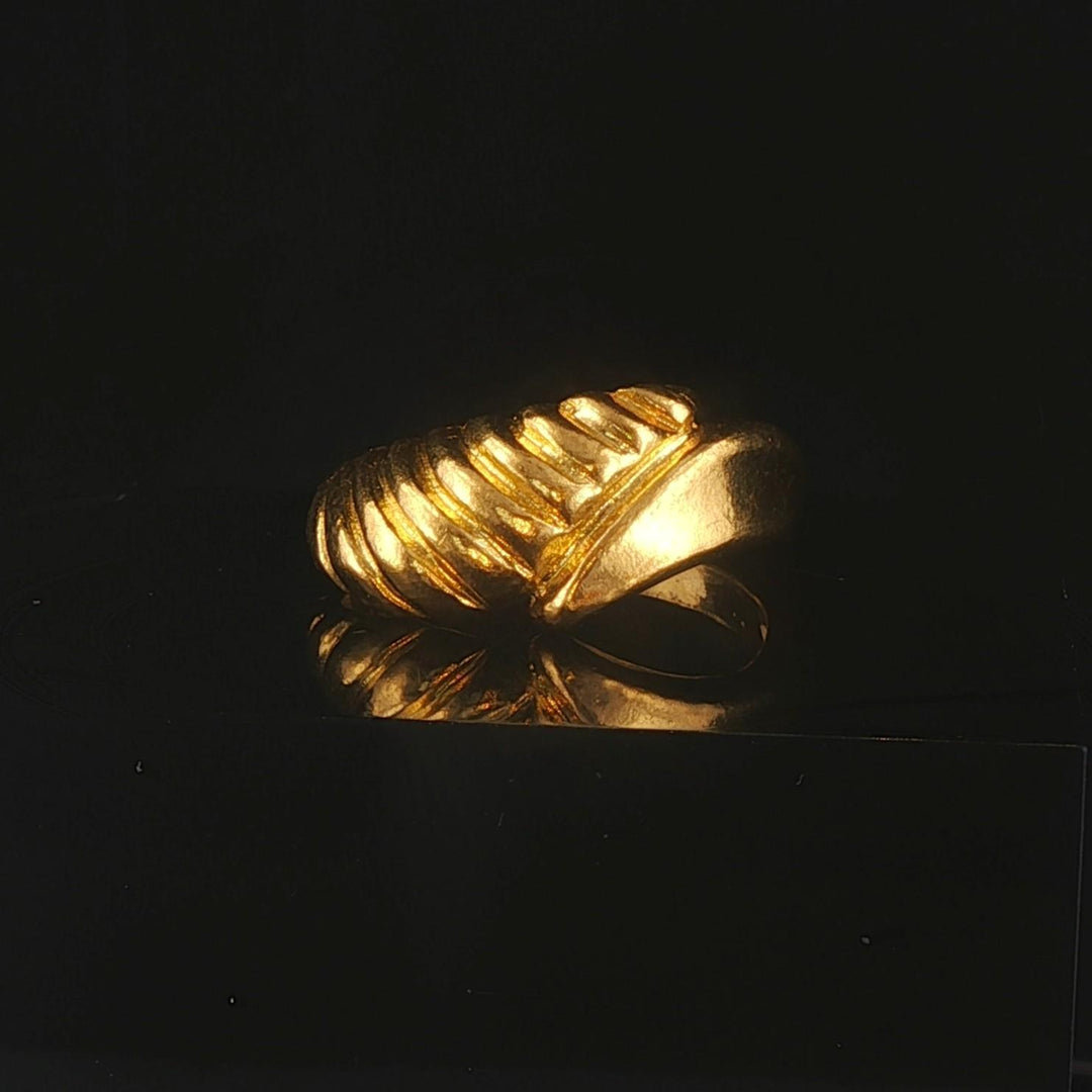 24k Pure Yellow Gold 6g Solid Bypass Band Ring Size 6