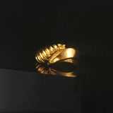 24k Pure Yellow Gold 6g Solid Bypass Band Ring Size 6