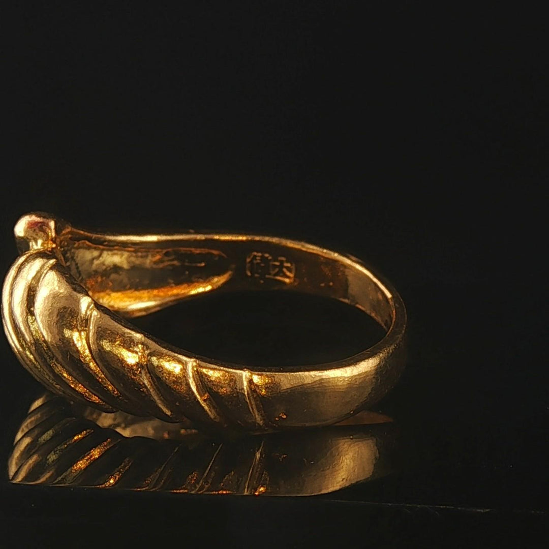 24k Pure Yellow Gold 6g Solid Bypass Band Ring Size 6