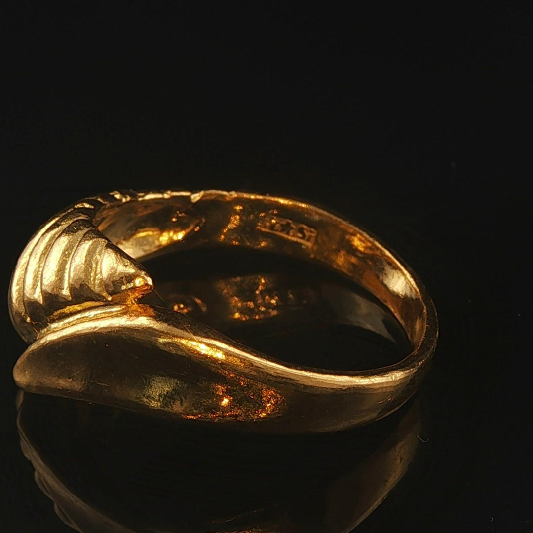 24k Pure Yellow Gold 6g Solid Bypass Band Ring Size 6