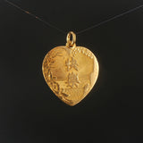 24k Pure Yellow Gold 6.7g Solid Asian Ducks Love Heart Charm Pendant 1.25"