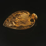 24k Pure Yellow Gold 6.7g Solid Asian Ducks Love Heart Charm Pendant 1.25"