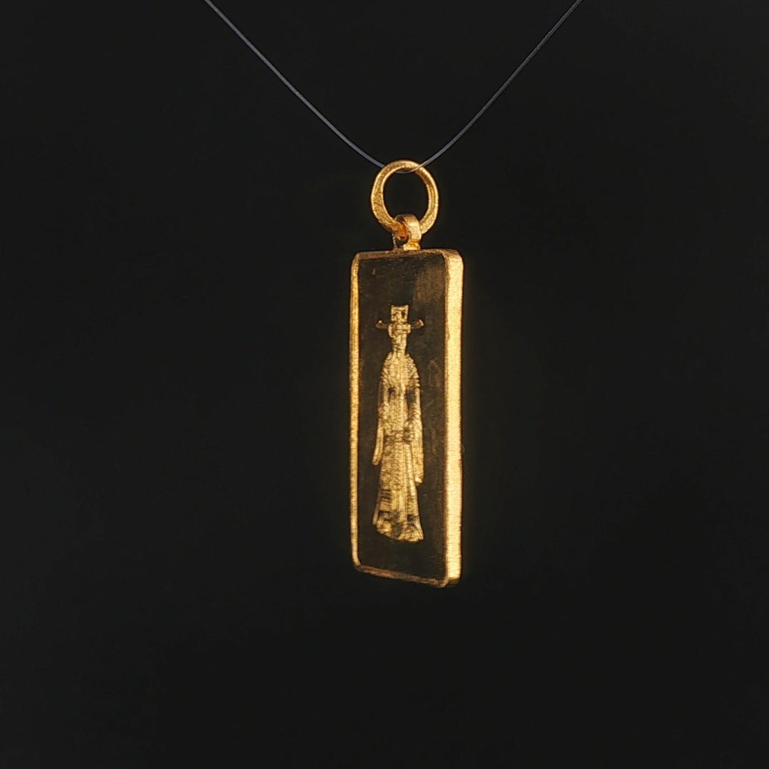 24k Pure Yellow Gold 4.8g Solid Shou Xing Longevity Bar Pendant 1.2"