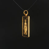 24k Pure Yellow Gold 4.8g Solid Shou Xing Longevity Bar Pendant 1.2"