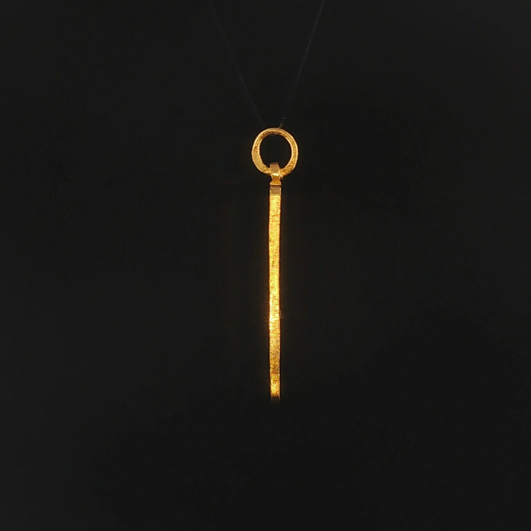 24k Pure Yellow Gold 4.8g Solid Shou Xing Longevity Bar Pendant 1.2"