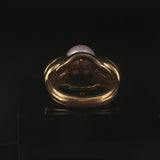 18k Yellow Gold Pearl Red Garnet and Enamel Vintage Ring Size 6.25