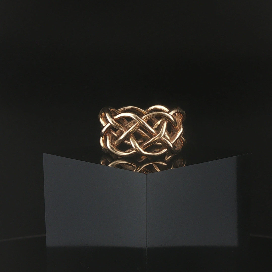 14k Yellow Gold 9.3g Solid Vintage 12mm Braided Band Ring Size 8