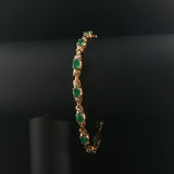 14k Yellow Gold Emerald and Diamond 10g Ladies Fancy Link Bracelet 7.5"