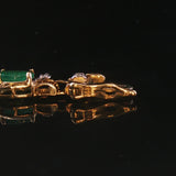 14k Yellow Gold Emerald and Diamond 10g Ladies Fancy Link Bracelet 7.5"
